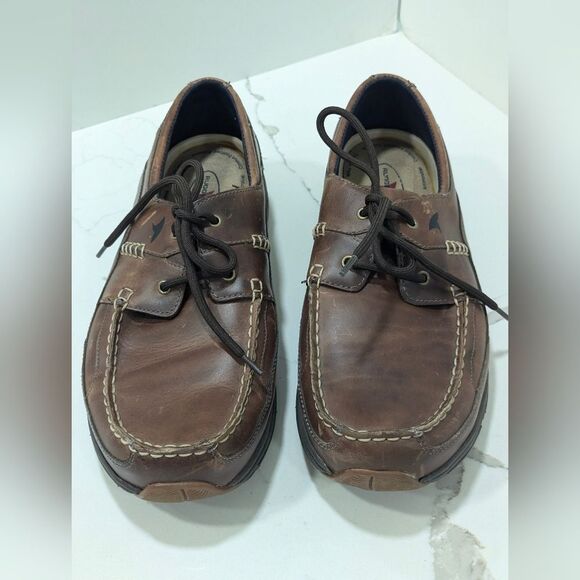 Rugged Shark Pilot leather brown Men size 13 moccasin boat shoes antimicrobial - Picture 8 of 10